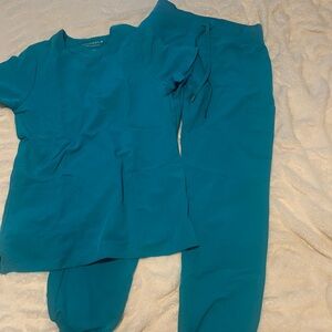 Mandala Teal Scrub Top